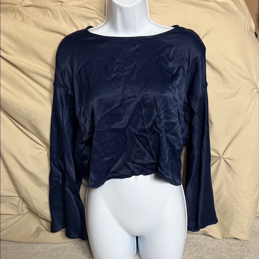 Something Navy Midnight Blue Long Sleeve Top